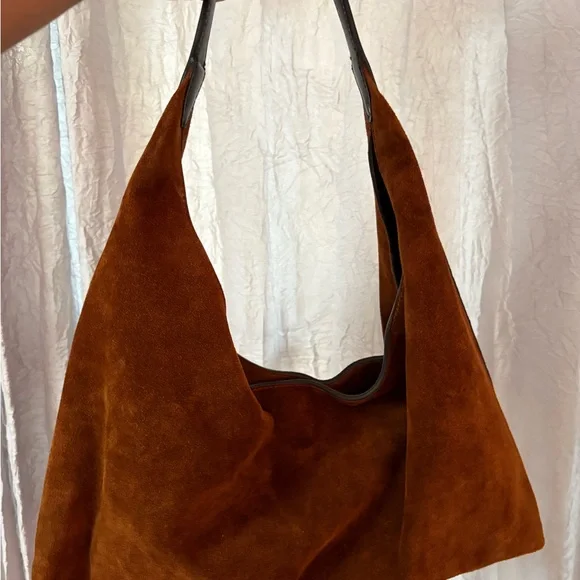 Madewell The Mylie Shoulder Bag in Italian Suede Russet Multi - Picture 4 of 9